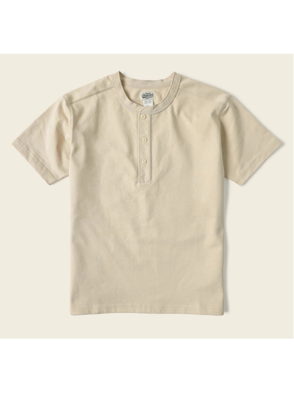 100% Cotton Short Sleeve Henley T Shirt Vintage Apricot Bronson M🇺🇸ship - Picture 2 of 6
